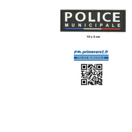 Ecusson avant sur velcro POLICE-MUNICIPALE lettrage blanc - 10 x 3 cm pour housse de gilet